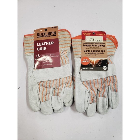 Black Canyon Palm Gloves Mens One Size Premium Leather Grade Split Cowhide NWT - Picture 1 of 4